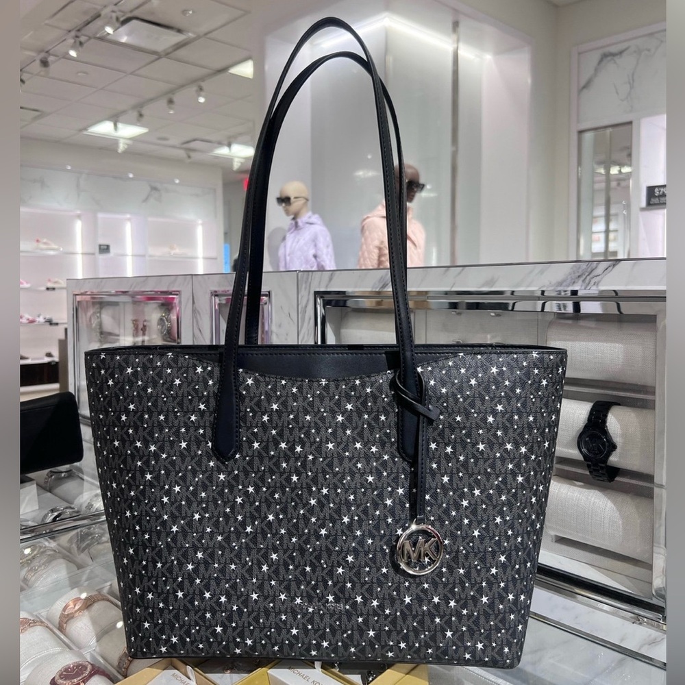 Michael Kors Black Logo Star-Print Tote Bag
